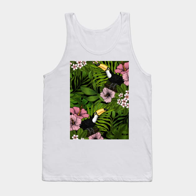 Toucans amd tropical flora, green and pink Tank Top by katerinamk